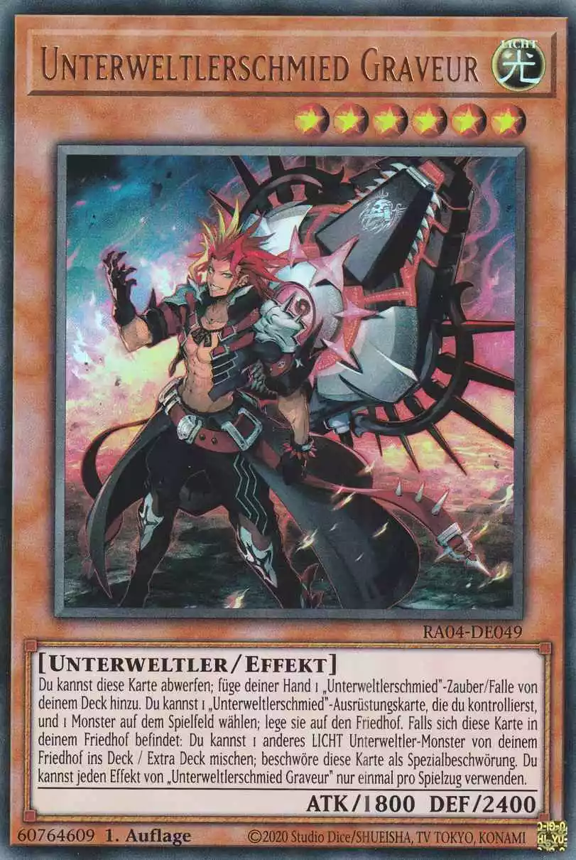 Unterweltlerschmied Graveur Ultra Rare RA04-DE049 Yugioh Karte Unterweltlerschmied Graveur RA04-DE049 ist in Ultra Rare Yu-Gi-Oh Karte aus Quarter Century Stampede 1.Auflage