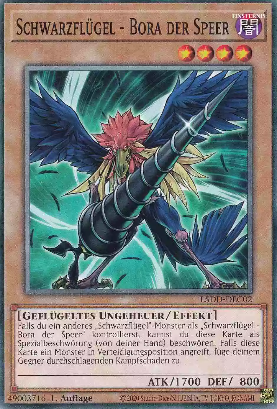 Schwarzflügel - Bora der Speer L5DD-DEC02 ist in Common Yu-Gi-Oh Karte aus Legendary 5D’s Decks 1.Auflage