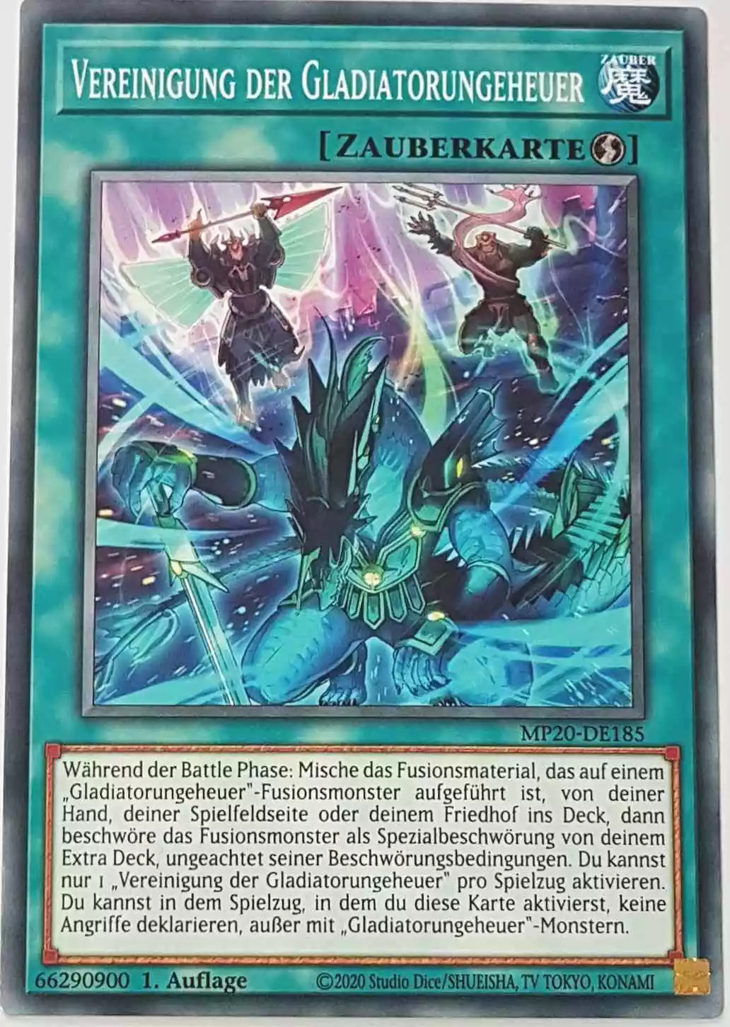 Vereinigung der Gladiatorungeheuer MP20-DE185 ist in Common Yu-Gi-Oh Karte aus 2020 Tin of Lost Memories 1.Auflage