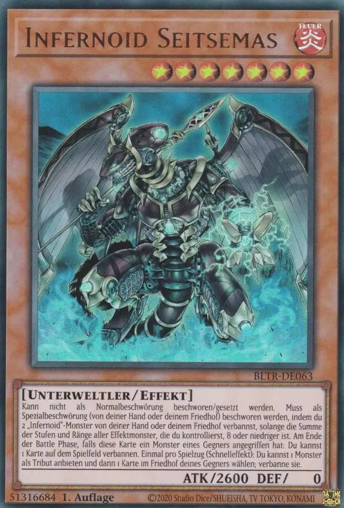Infernoid Seitsemas BLTR-DE063 ist in Ultra Rare Yu-Gi-Oh Karte aus Battles of Legend Terminal Revenge 1.Auflage