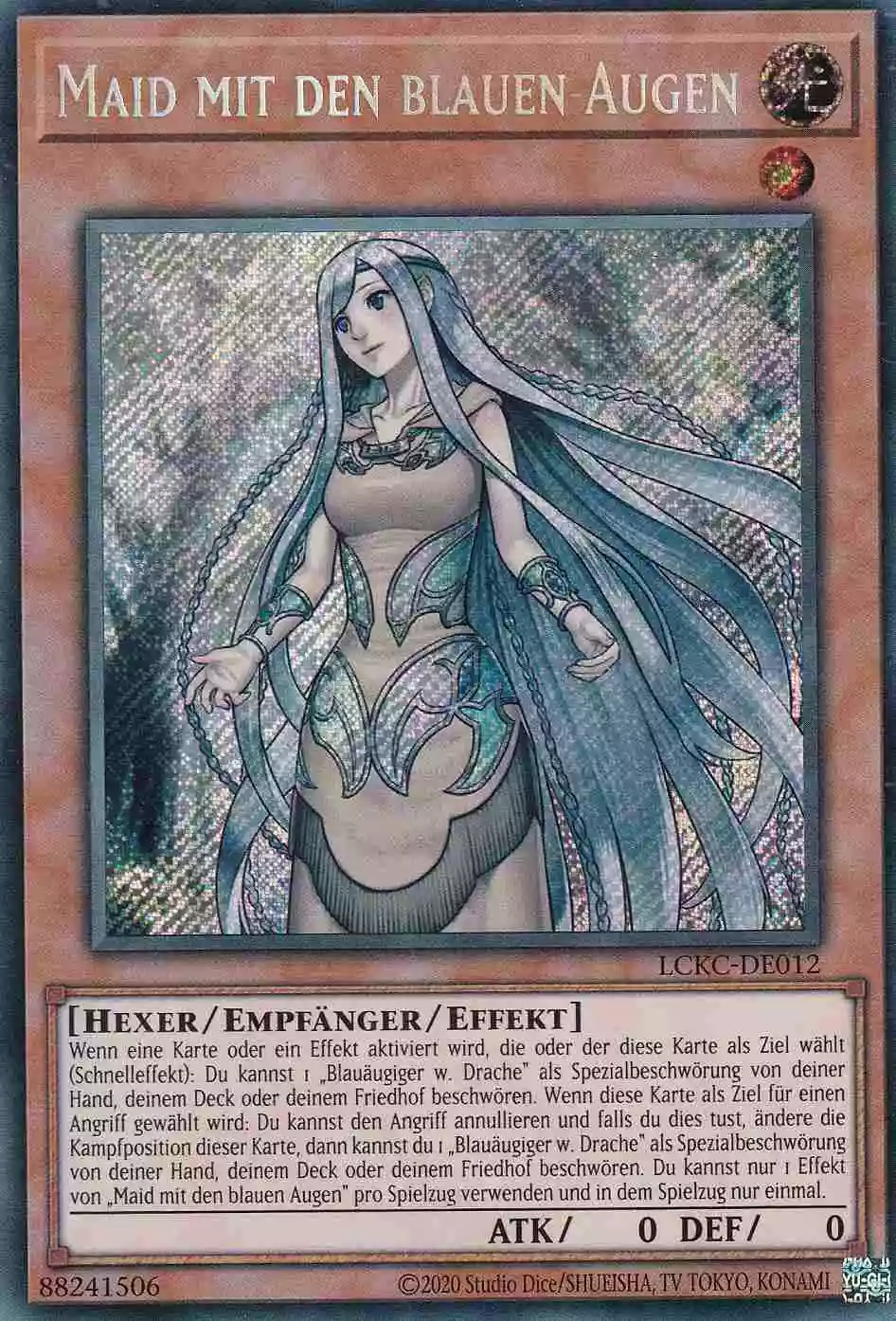 Maid mit den blauen Augen LCKC-DE012 ist in Secret Rare Yu-Gi-Oh Karte aus Legendary Collection Kaiba unlimitiert
