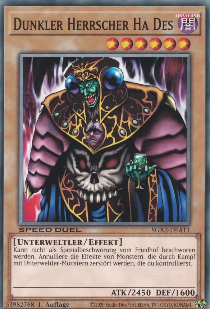 Dunkler Herrscher Ha Des SGX3-DEA11 ist in Common Yu-Gi-Oh Karte aus Speed Duel GX: Duelists of Shadows 1.Auflage