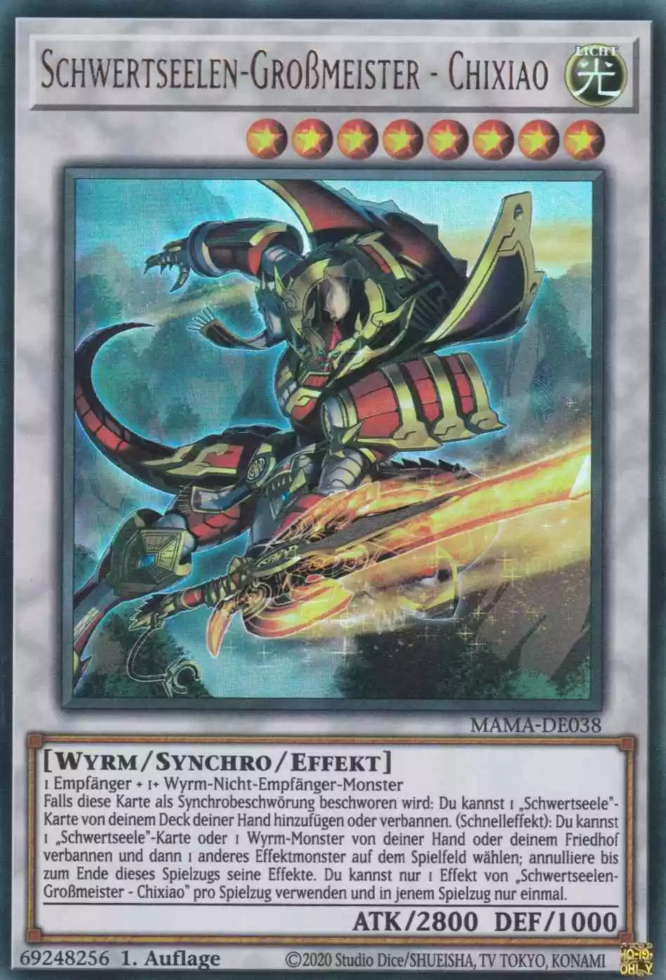 Schwertseelen-Großmeister - Chixiao MAMA-DE038 ist in Ultra Rare Yu-Gi-Oh Karte aus Magnificent Mavens 1.Auflage