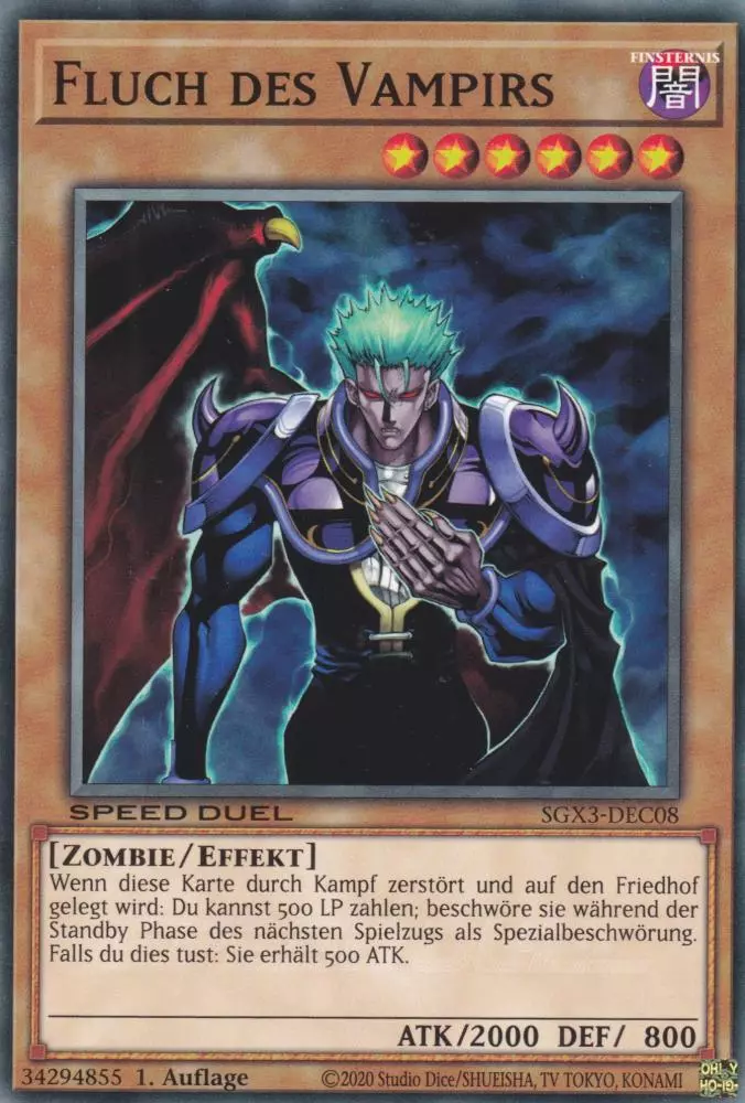 sgx3-dec08-fluch-des-vampirs-common-speed-duel-gx-duelists-of-shadows Fluch des Vampirs SGX3-DEC08 ist in Common Yu-Gi-Oh Karte aus Speed Duel GX: Duelists of Shadows 1.Auflage