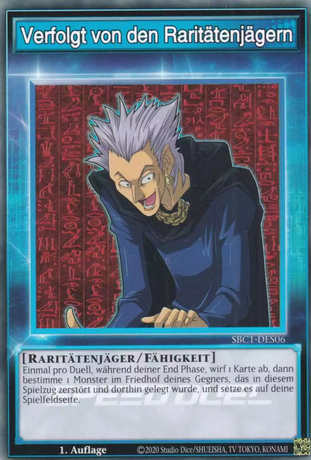 Verfolgt von den Raritätenjägern SBC1-DES06 ist in Common Yu-Gi-Oh Karte aus Streets of Battle City 1.Auflage