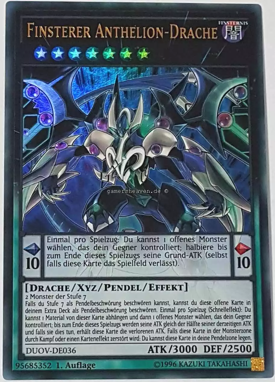 Finsterer Anthelion-Drache DUOV-DE036 ist in Ultra Rare Yu-Gi-Oh Karte aus Duel Overload 1.Auflage