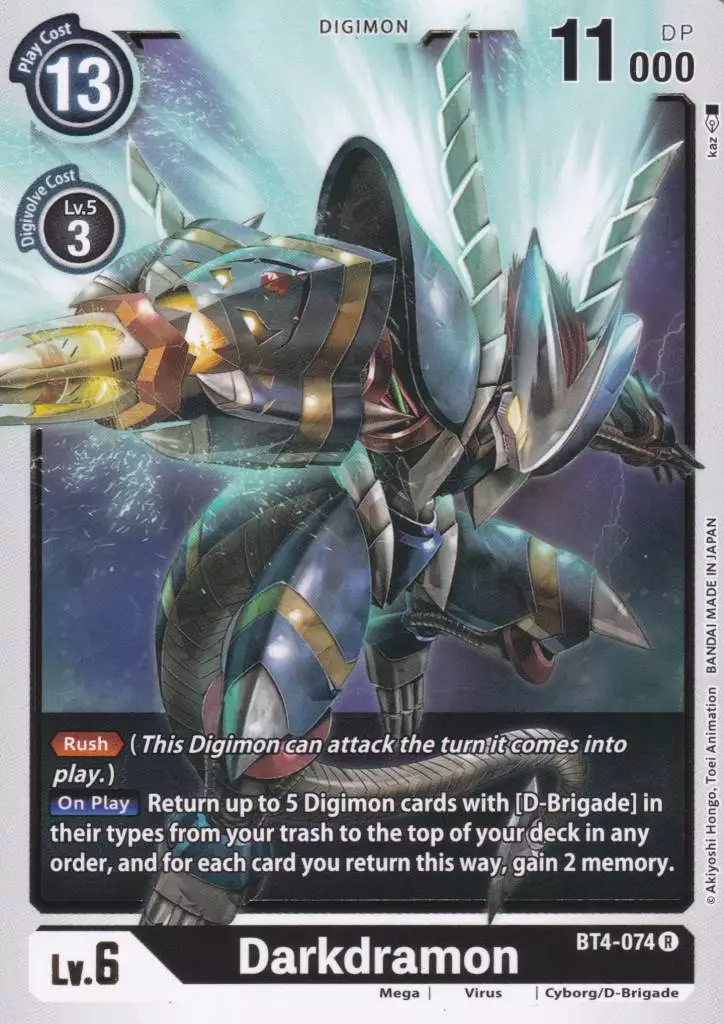 bt4-074-darkdramon-rare-great-legend-bt04 Darkdramon BT4-074 ist in Rare. Die Digimon Karte ist aus Great Legend BT04