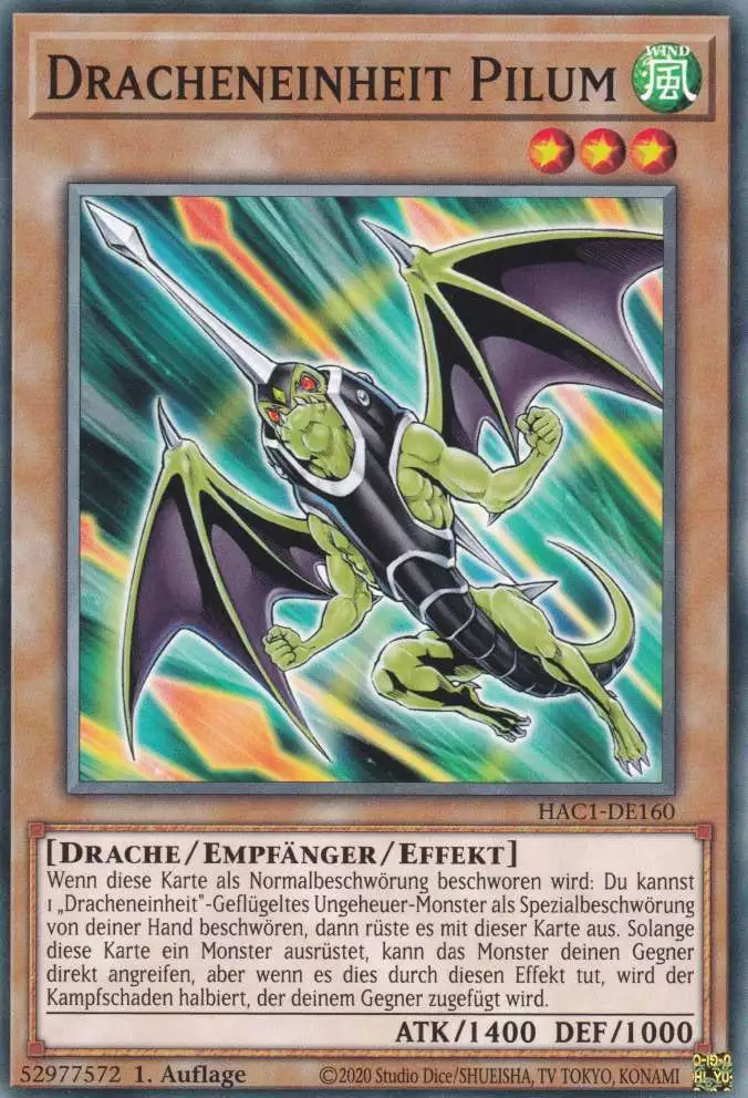 Dracheneinheit Pilum HAC1-DE160 ist in Common Yu-Gi-Oh Karte aus Hidden Arsenal Chapter 1 1.Auflage