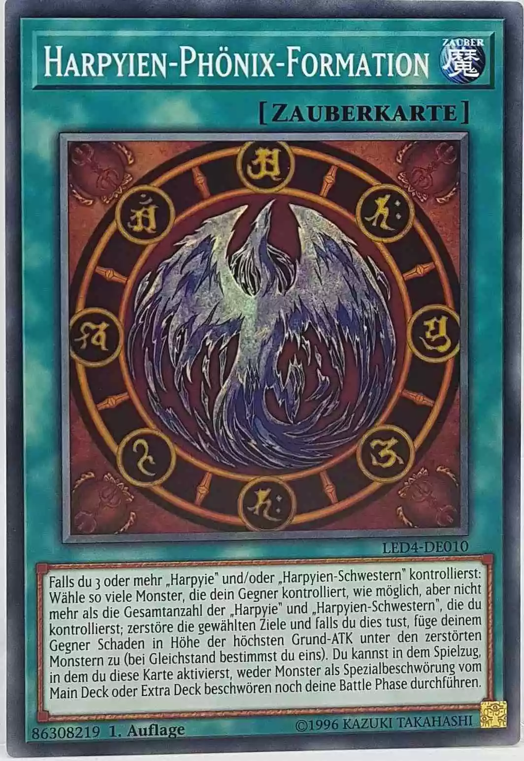 Harpyien-Phönix-Formation LED4-DE010 ist in Common Yu-Gi-Oh Karte aus Legendary Duelists Sisters of the Rose 1. Auflage