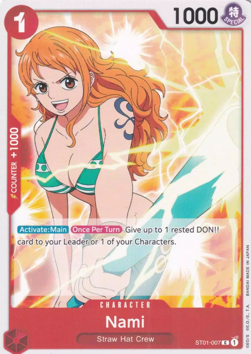 Nami ST01-007 ist in Common. Die One Piece Karte ist aus Straw Hat Crew ST01 in Normal Art.