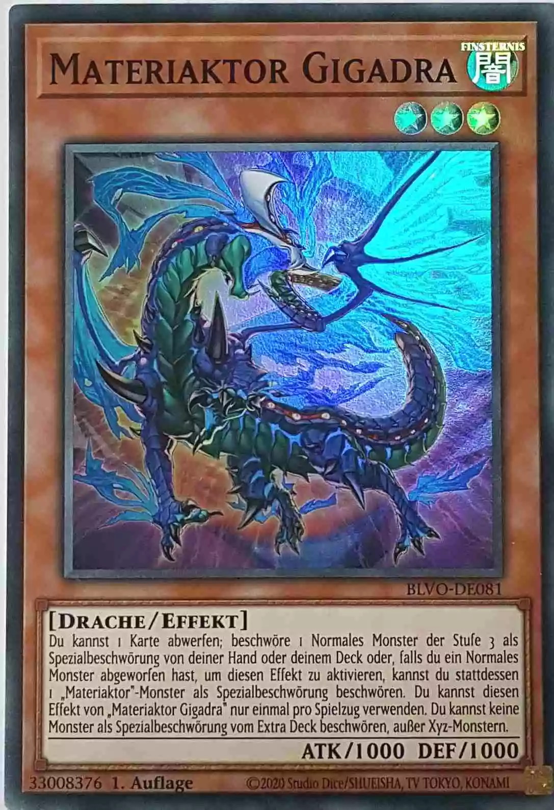 Materiaktor Gigadra BLVO-DE081 ist in Super Rare Yu-Gi-Oh Karte aus Blazing Vortex 1.Auflage