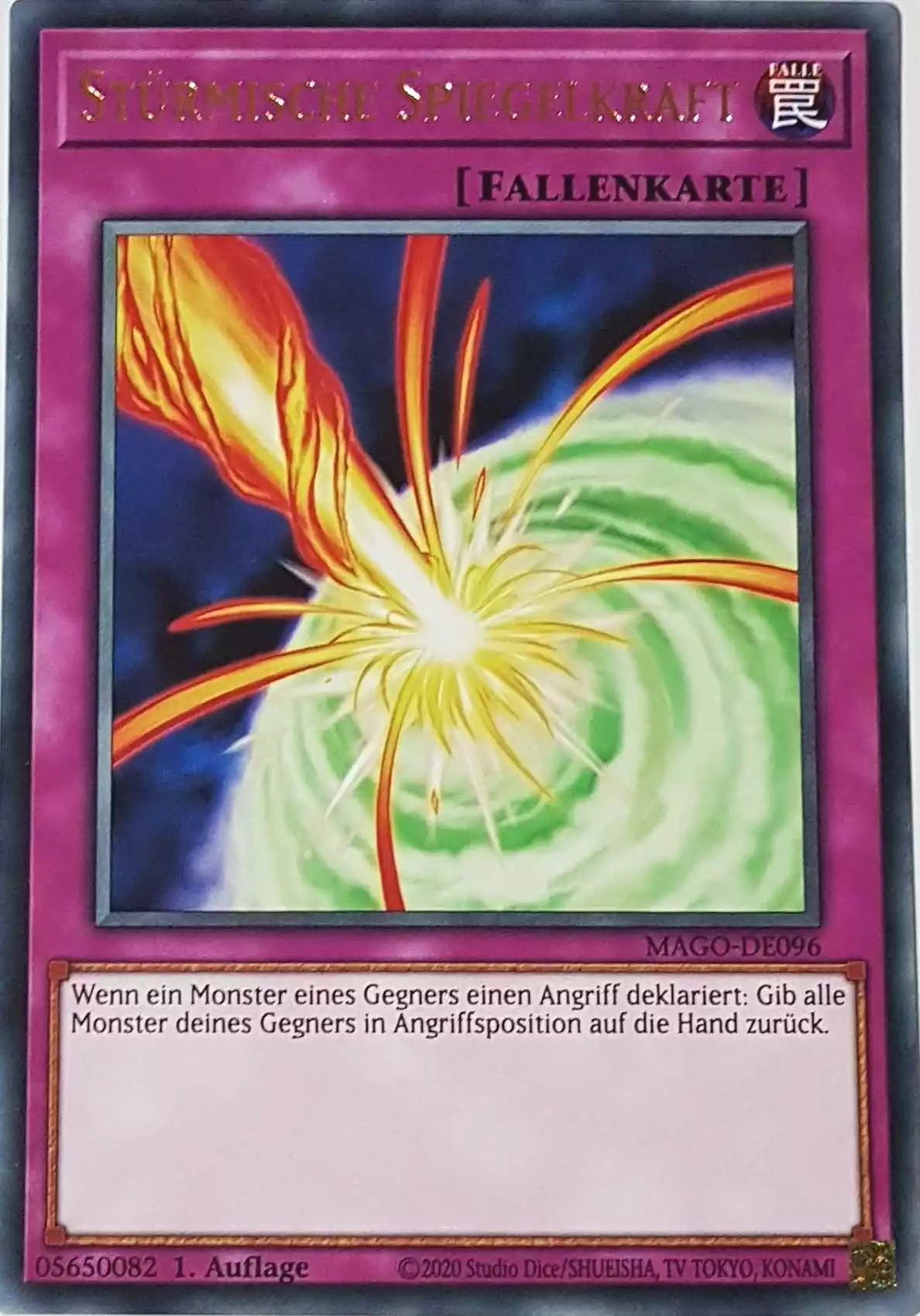 Stürmische Spiegelkraft MAGO-DE096 ist in Gold Rare Yu-Gi-Oh Karte aus Maximum Gold 1. Auflage