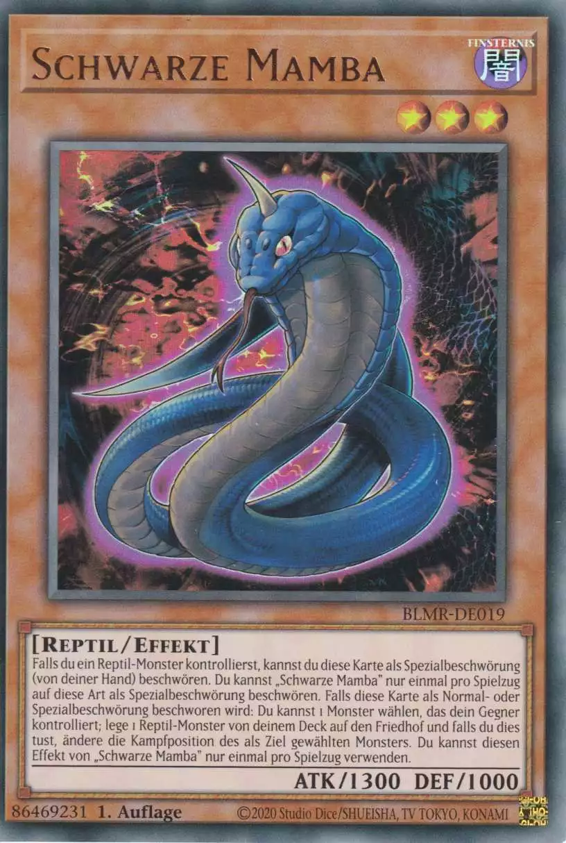 Schwarze Mamba BLMR-DE019 ist in Ultra Rare Yu-Gi-Oh Karte aus Battles of Legend Monstrous Revenge 1.Auflage