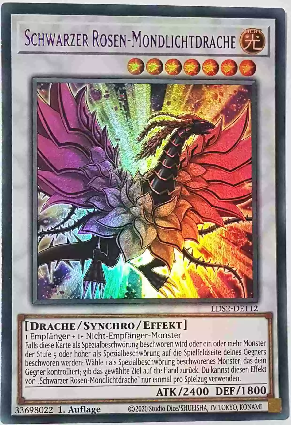 Schwarzer Rosen-Mondlichtdrache (lila) LDS2-DE112 ist in Colorful Ultra Rare Yu-Gi-Oh Karte aus Legendary Duelists: Season 2 1.Auflage