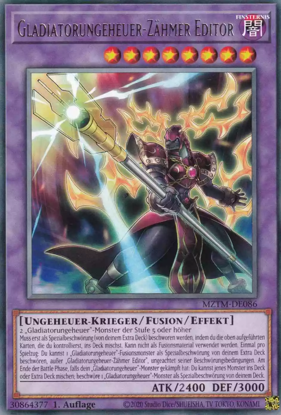 Gladiatorungeheuer-Zähmer Editor MZTM-DE086 ist in Rare Yu-Gi-Oh Karte aus Maze of the Master 1.Auflage