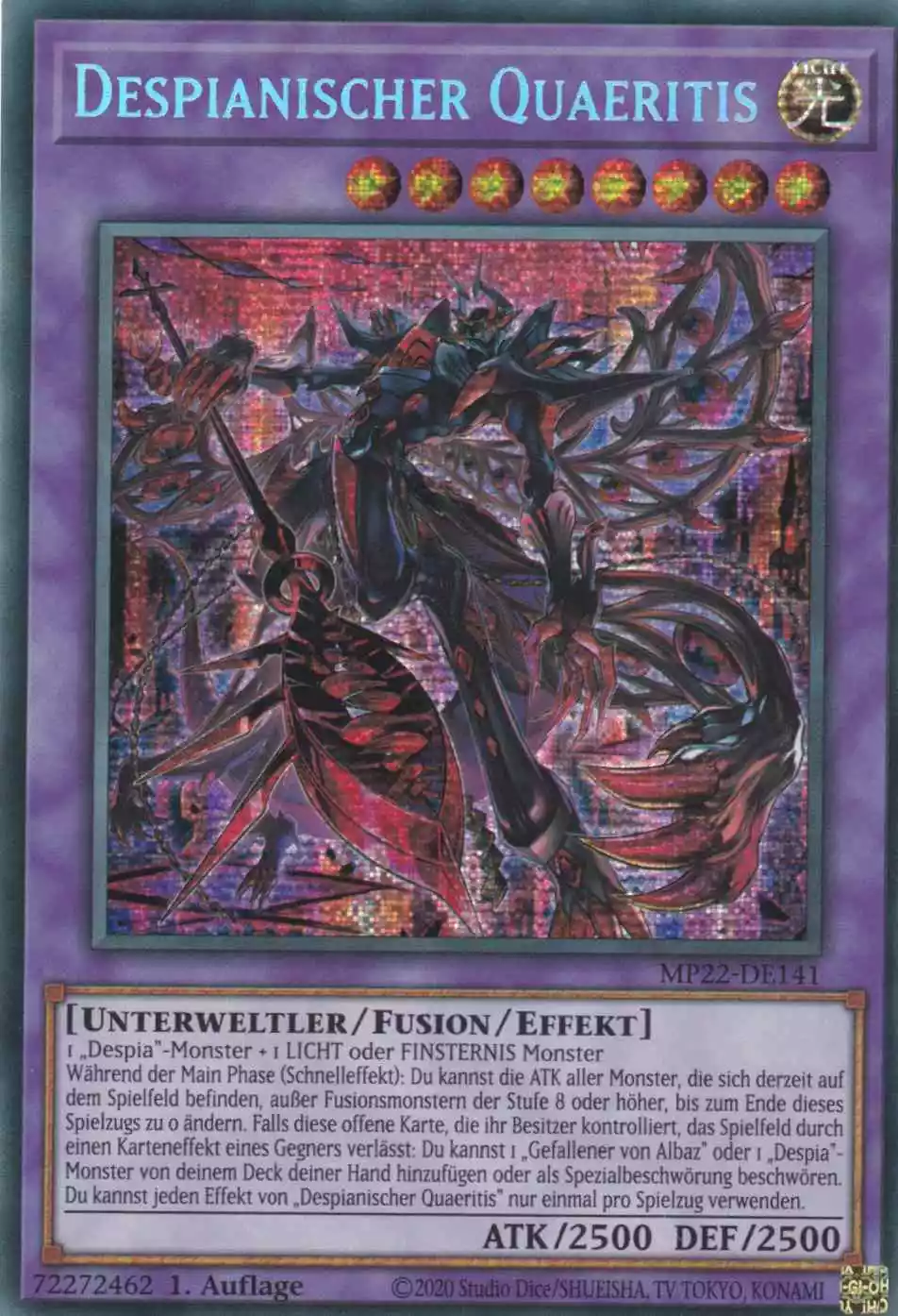 Despianischer Quaeritis MP22-DE141 ist in Prismatic Secret Rare Yu-Gi-Oh Karte aus Tin of the Pharaoh’s Gods 1.Auflage