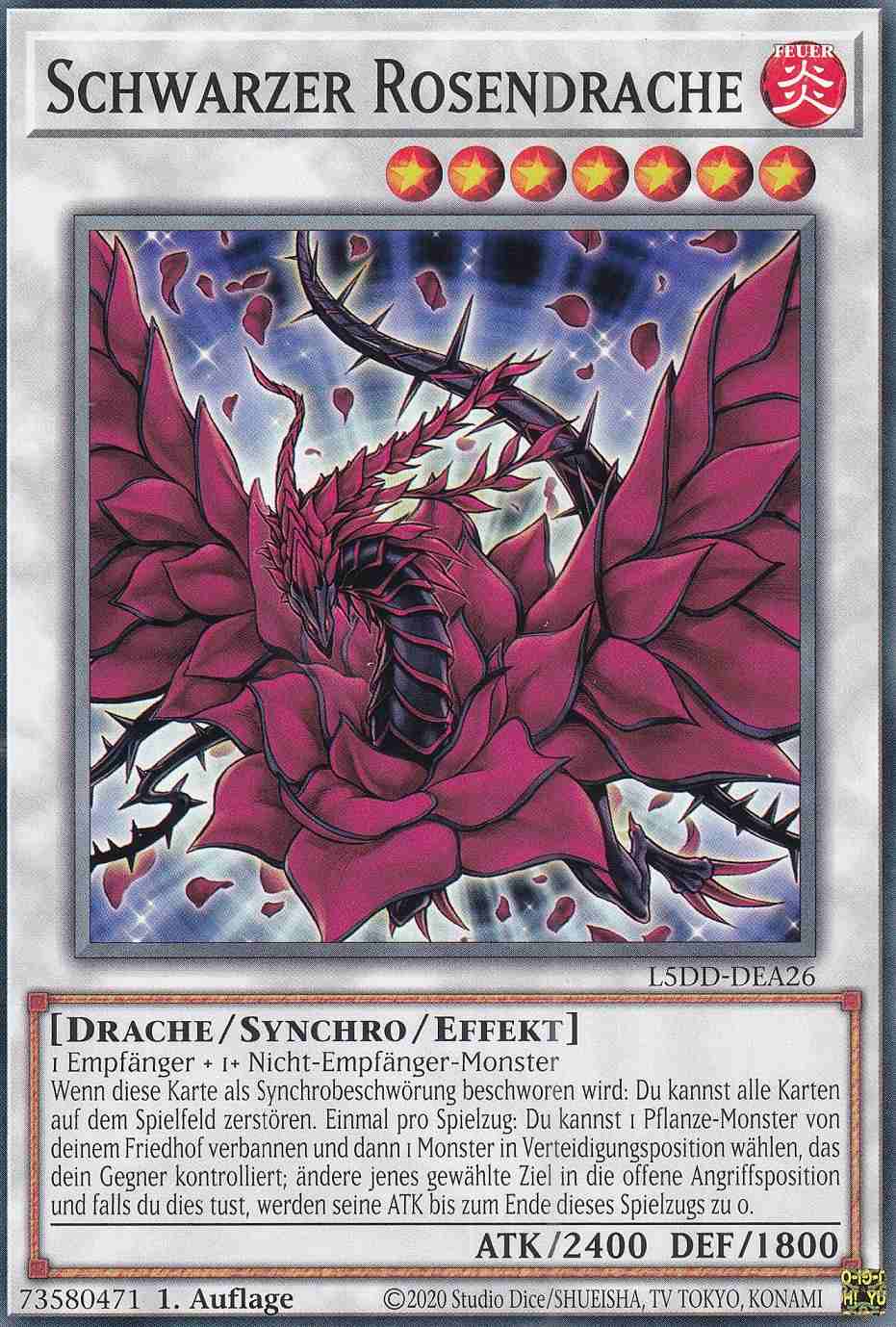 Schwarzer Rosendrache Common L5DD-DEA26 Yugioh Karte Schwarzer Rosendrache L5DD-DEA26 ist in Common Yu-Gi-Oh Karte aus Legendary 5D’s Decks 1.Auflage