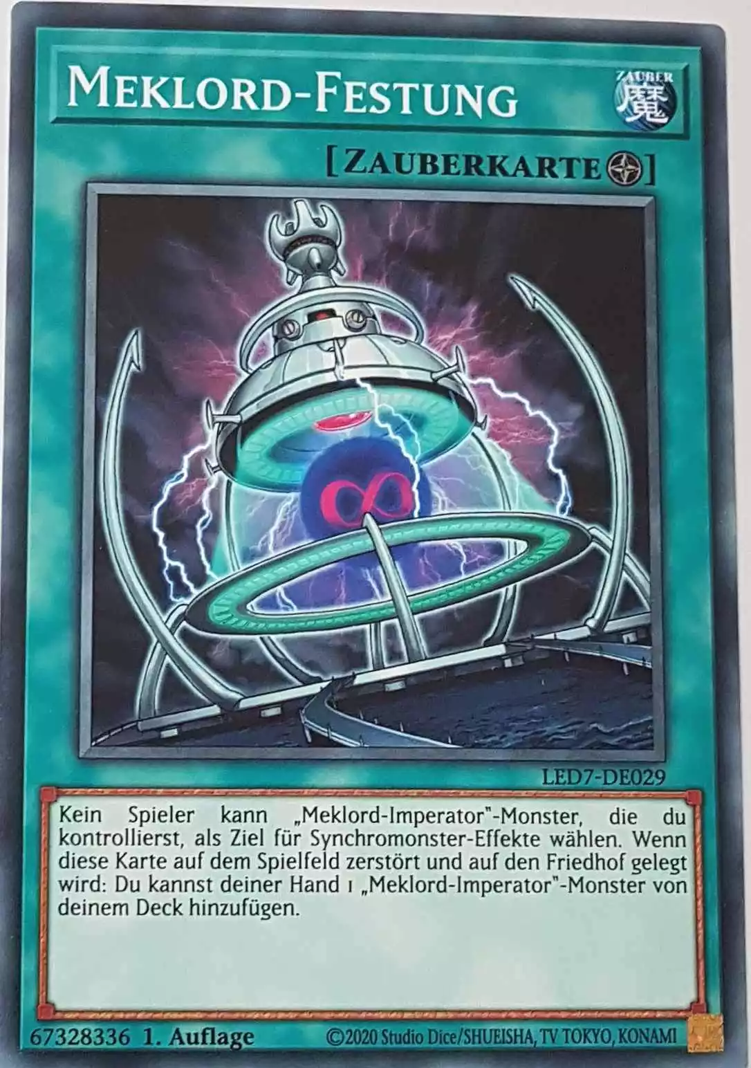 Meklord-Festung LED7-DE029 ist in Common Yu-Gi-Oh Karte aus Legendary Duelists Rage of Ra 1.Auflage