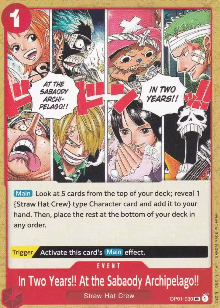 op01-030-in-two-years-at-the-sabaody-archipelago-uncommon-romance-dawn In Two Years!! At the Sabaody Archipelago!! OP01-030 ist in Uncommon. Die One Piece Karte ist aus Romance Dawn in Normal Art.