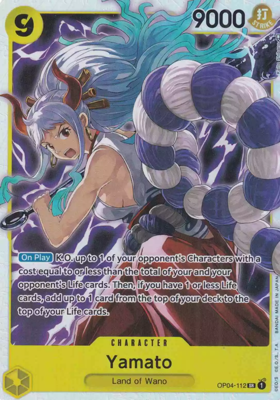 op04-112-yamato-super-rare-kingdoms-of-intrigue Yamato OP04-112 ist in Super Rare. Die One Piece Karte ist aus Kingdoms Of Intrigue in Normal Art.