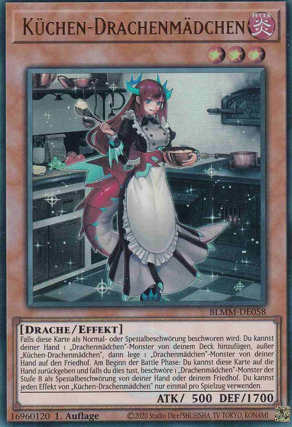 Küchen-Drachenmädchen BLMM-DE058 ist in Ultra Rare Yu-Gi-Oh Karte aus Battles of Legend Monster Mayhem 1.Auflage