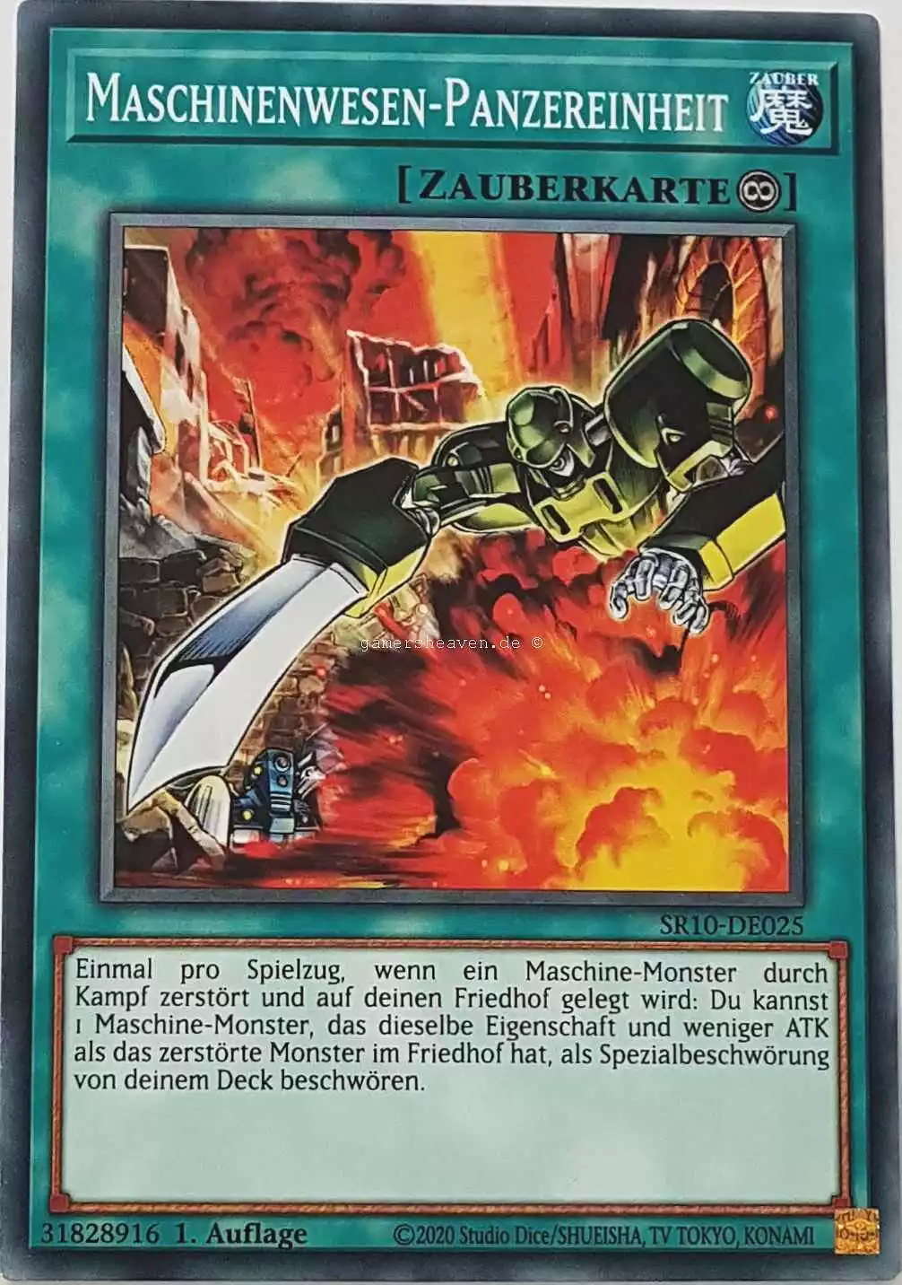 Maschinenwesen-Panzereinheit SR10-DE025 ist in Common Yu-Gi-Oh Karte aus Structure Deck: Mechanized Madness 1.Auflage