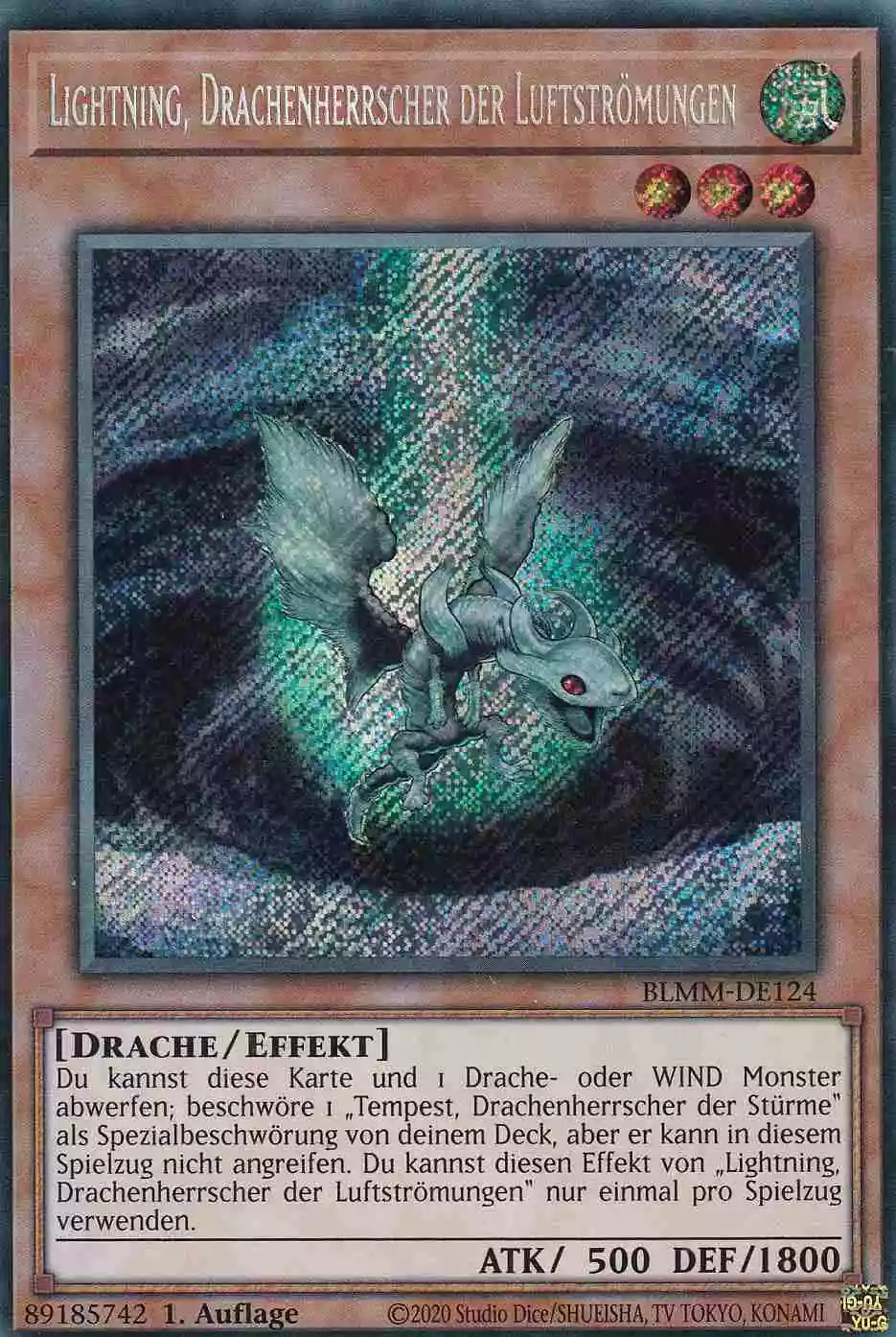 Lightning, Drachenherrscher der Luftströmungen Secret Rare BLMM-DE124 Yugioh Karte Lightning, Drachenherrscher der Luftströmungen BLMM-DE124 ist in Secret Rare Yu-Gi-Oh Karte aus Battles of Legend Monster Mayhem 1.Auflage