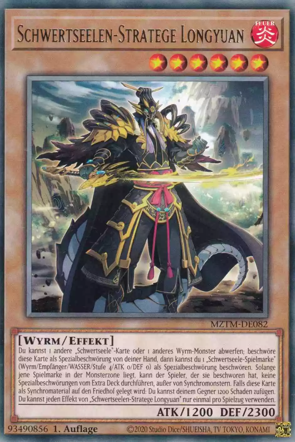 Schwertseelen-Stratege Longyuan MZTM-DE082 ist in Rare Yu-Gi-Oh Karte aus Maze of the Master 1.Auflage