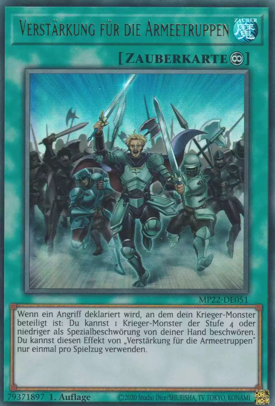 Verstärkung für die Armeetruppen MP22-DE051 ist in Ultra Rare Yu-Gi-Oh Karte aus Tin of the Pharaoh’s Gods 1.Auflage