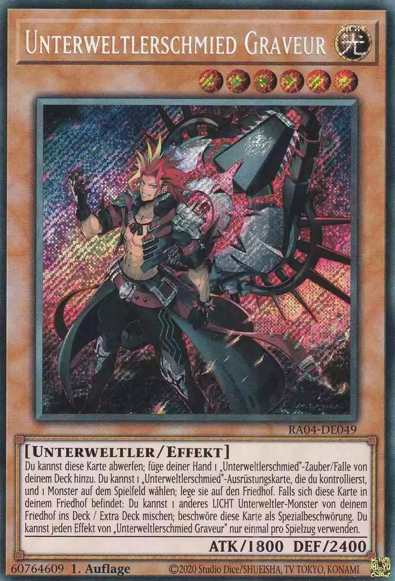 Unterweltlerschmied Graveur RA04-DE049 ist in Secret Rare Yu-Gi-Oh Karte aus Quarter Century Stampede 1.Auflage