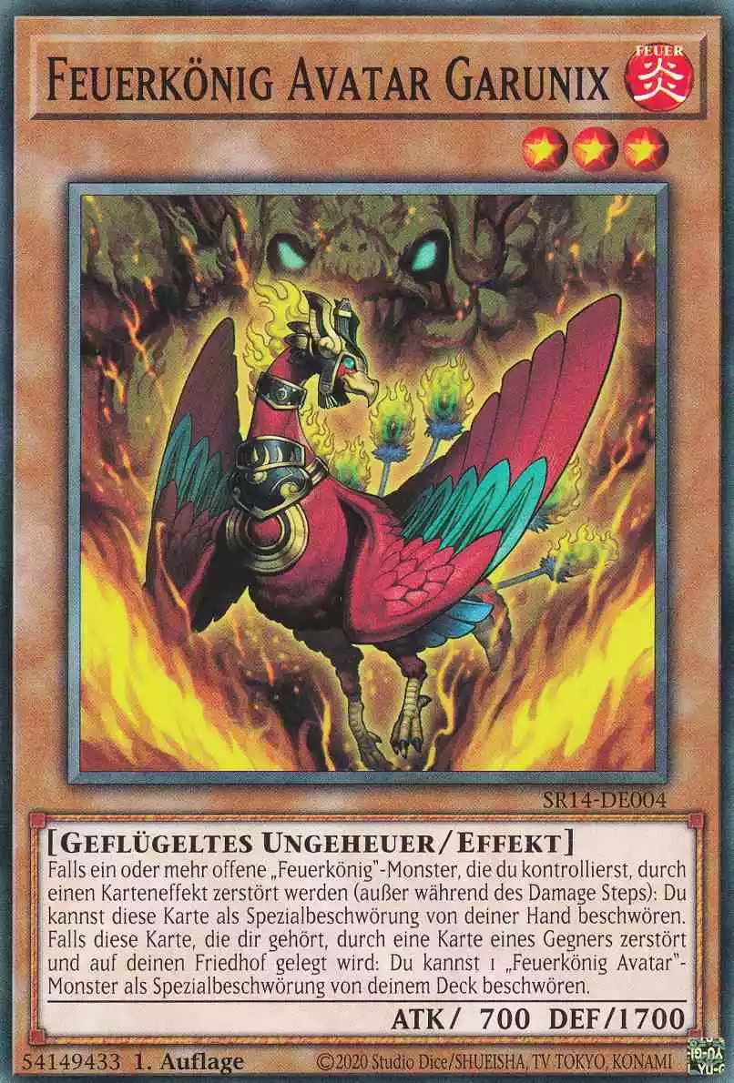 Feuerkönig Avatar Garunix SR14-DE004 ist in Common Yu-Gi-Oh Karte aus Fire Kings 1.Auflage