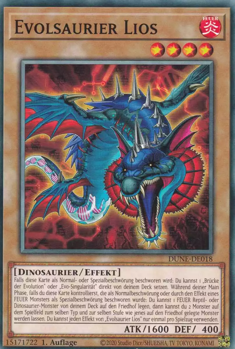 Evolsaurier Lios DUNE-DE018 ist in Common Yu-Gi-Oh Karte aus Duelist Nexus 1.Auflage