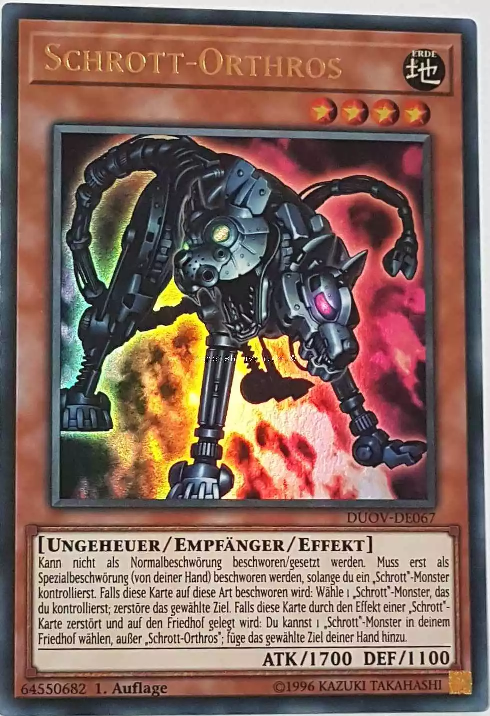 Schrott-Orthros DUOV-DE067 ist in Ultra Rare Yu-Gi-Oh Karte aus Duel Overload 1.Auflage