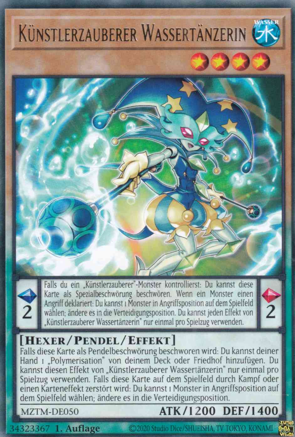 Künstlerzauberer Wassertänzerin MZTM-DE050 ist in Rare Yu-Gi-Oh Karte aus Maze of the Master 1.Auflage