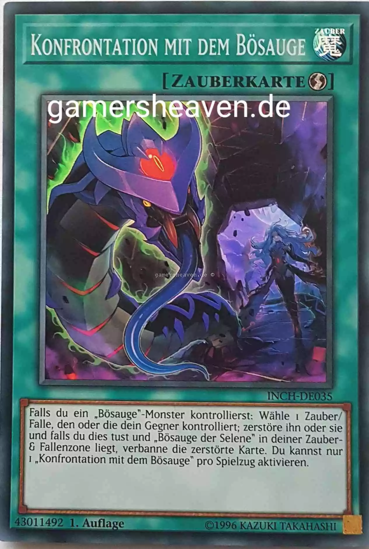 Konfrontation mit dem Bösauge INCH-DE035 ist in Super Rare Yu-Gi-Oh Karte aus The Infinity Chasers 1.Auflage