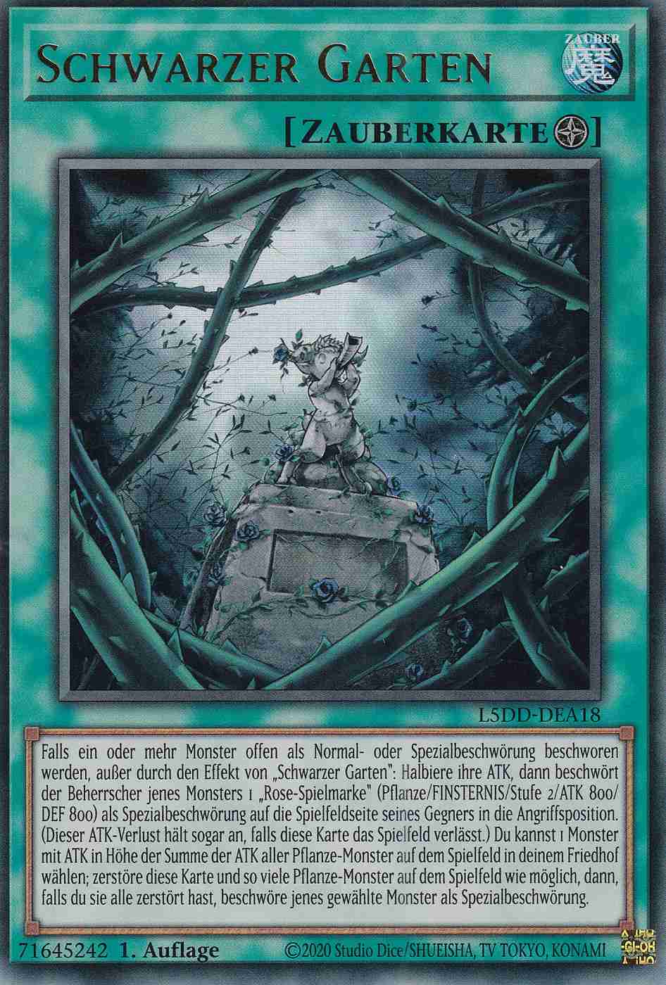 Schwarzer Garten Ultra Rare L5DD-DEA18-UR Yugioh Karte Schwarzer Garten L5DD-DEA18-UR ist in Ultra Rare Yu-Gi-Oh Karte aus Legendary 5D’s Decks 1.Auflage