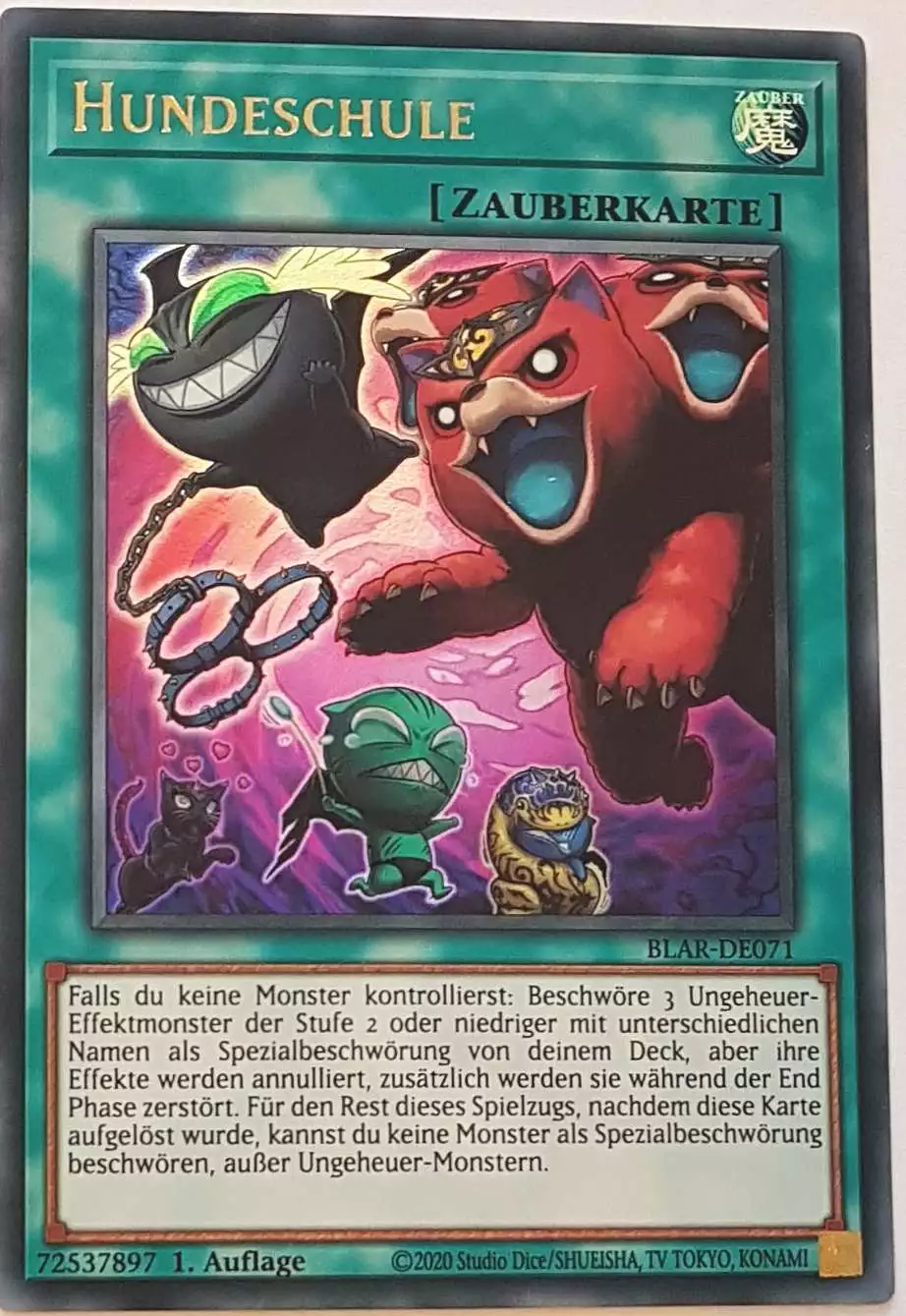 Hundeschule BLAR-DE071 ist in Ultra Rare Yu-Gi-Oh Karte aus Battles of Legend: Armageddon 1.Auflage