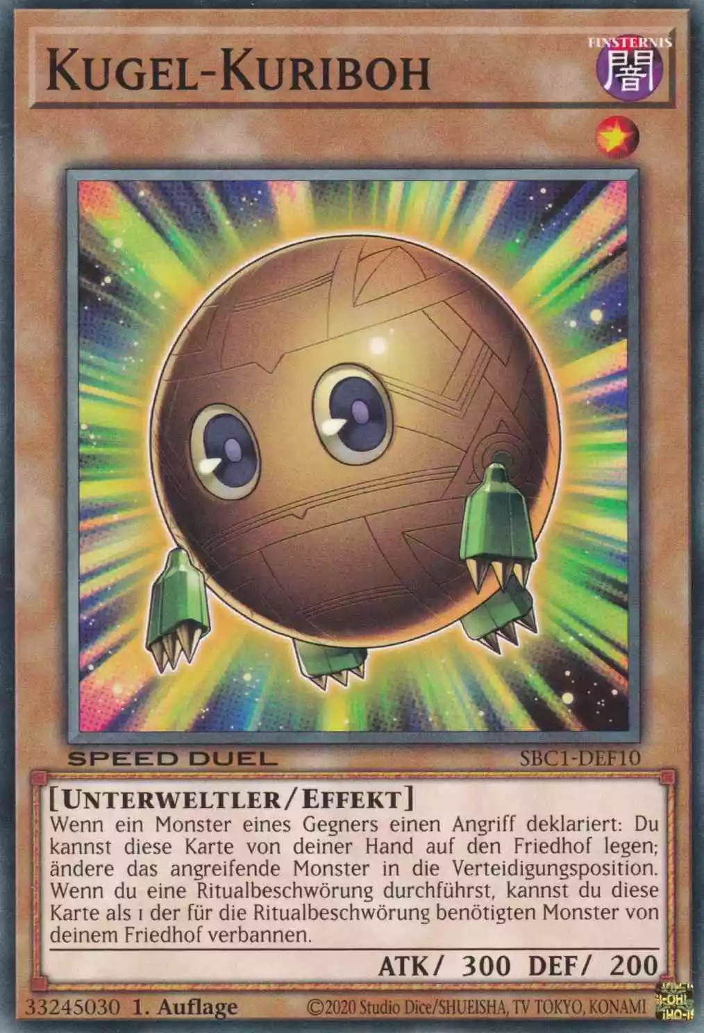 Kugel-Kuriboh SBC1-DEF10 ist in Common Yu-Gi-Oh Karte aus Streets of Battle City 1.Auflage