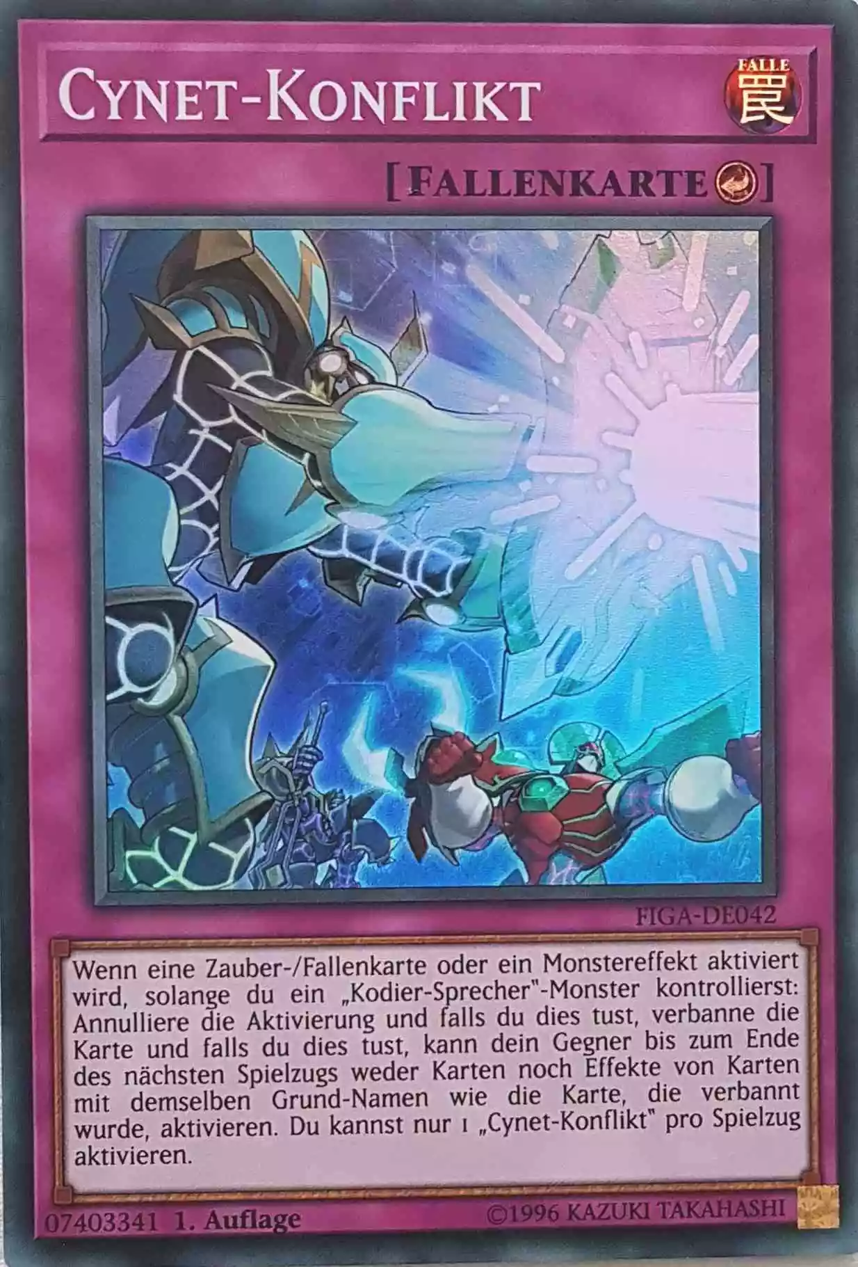 Cynet-Konflikt FIGA-DE042 ist in Super Rare Yu-Gi-Oh Karte aus Fists of the Gadgets 1.Auflage