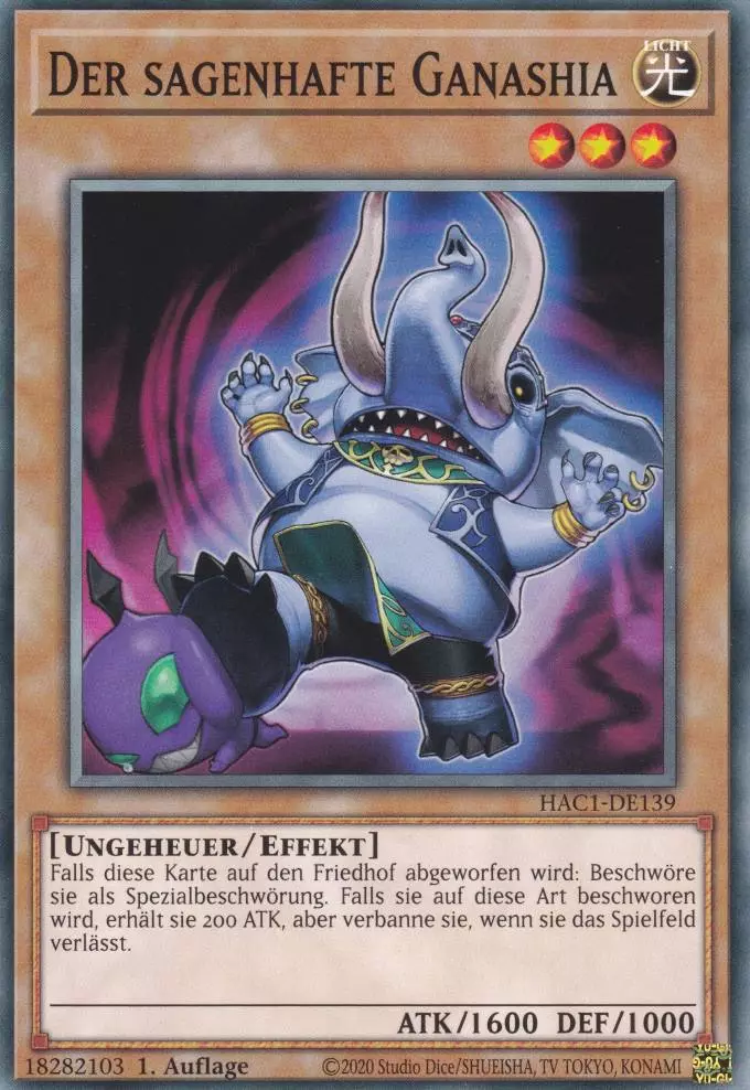 Der sagenhafte Ganashia HAC1-DE139 ist in Common Yu-Gi-Oh Karte aus Hidden Arsenal Chapter 1 1.Auflage