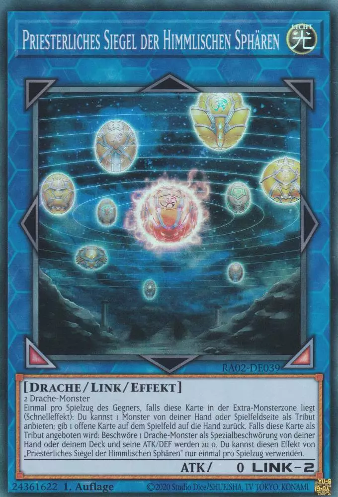 Priesterliches Siegel der Himmlischen Sphären RA02-DE039 ist in Super Rare Yu-Gi-Oh Karte aus 25th Anniversary Rarity Collection 2 1.Auflage