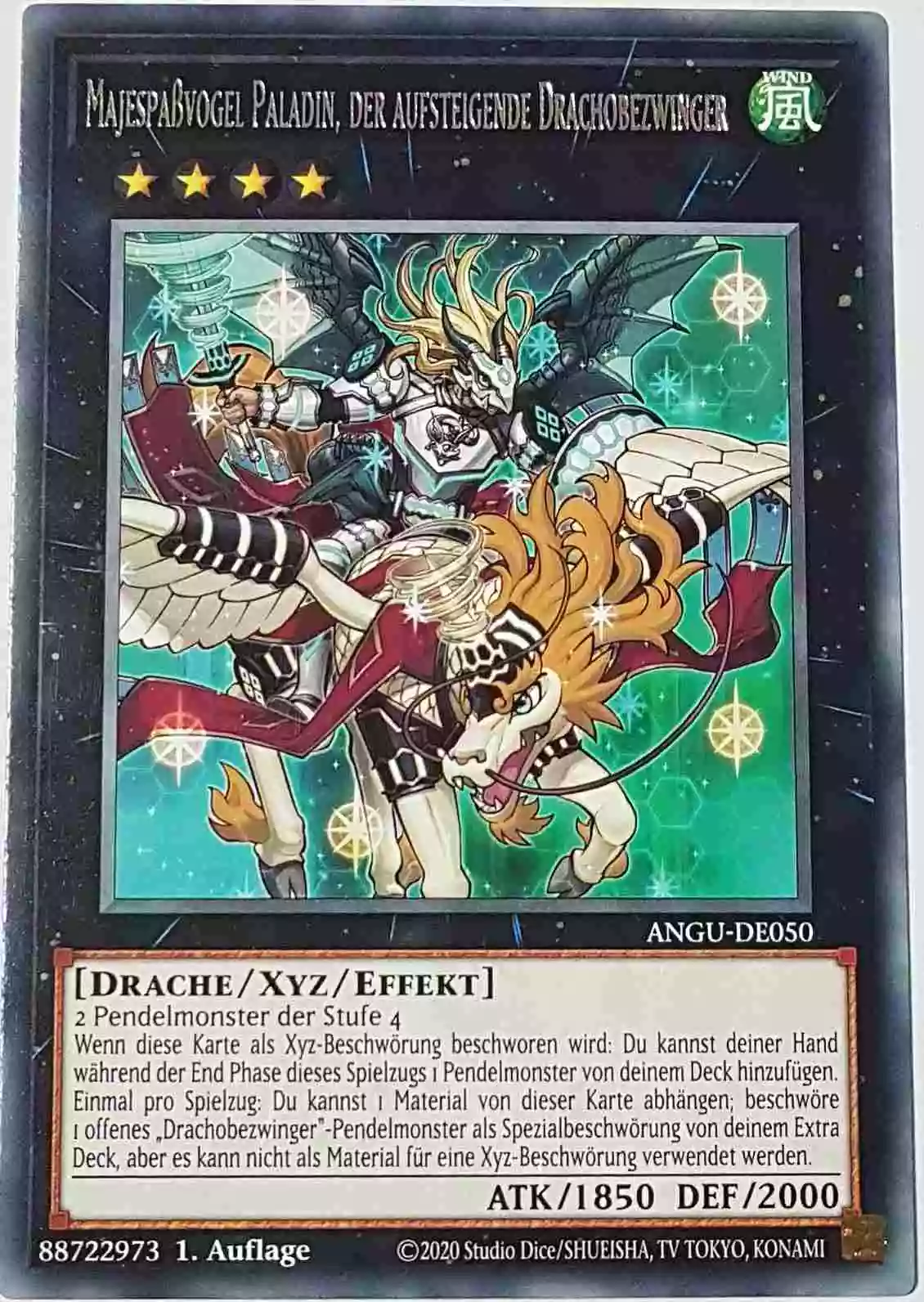 Majespaßvogel Paladin, der aufsteigende Drachobezwinger ANGU-DE050 ist in Rare Yu-Gi-Oh Karte aus Ancient Guardians 1.Auflage