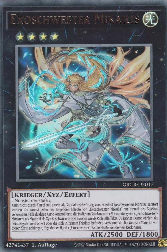 Exoschwester Mikailis GRCR-DE017 ist in Ultra Rare Yu-Gi-Oh Karte aus The Grand Creators 1.Auflage