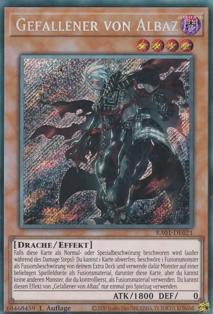 Gefallener von Albaz RA01-DE021 ist in Secret Rare Yu-Gi-Oh Karte aus 25th Anniversary Rarity Collection 1.Auflage