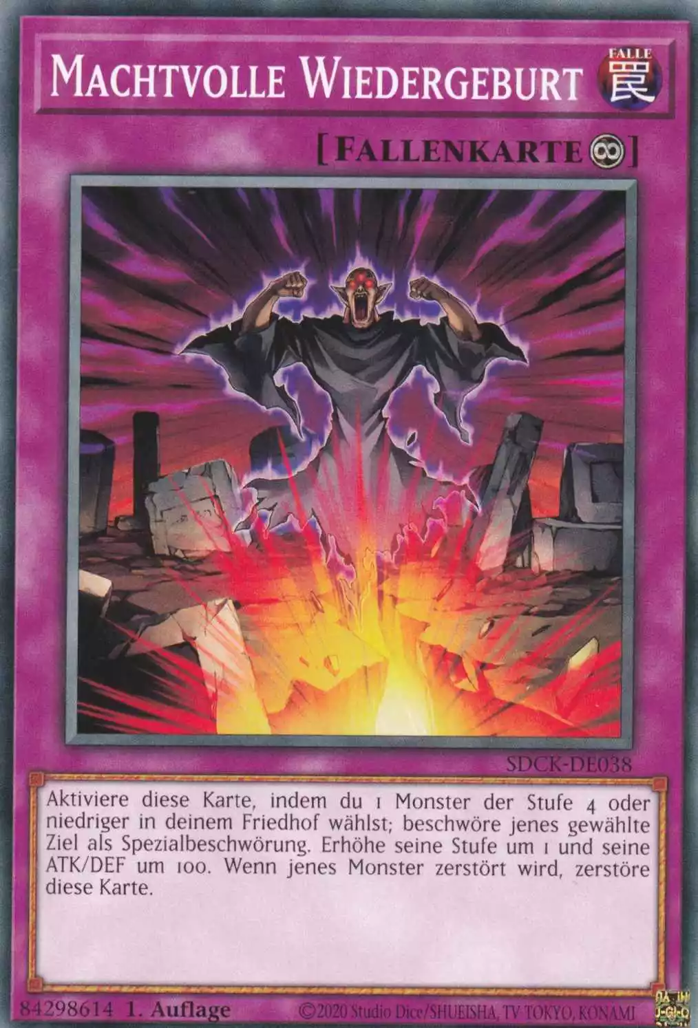 Machtvolle Wiedergeburt SDCK-DE038 ist in Common Yu-Gi-Oh Karte aus The Crimson King 1.Auflage