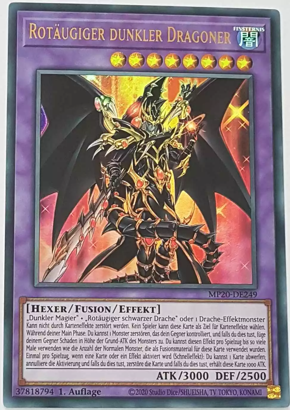 Rotäugiger dunkler Dragoner MP20-DE249 ist in Ultra Rare Yu-Gi-Oh Karte aus 2020 Tin of Lost Memories 1.Auflage