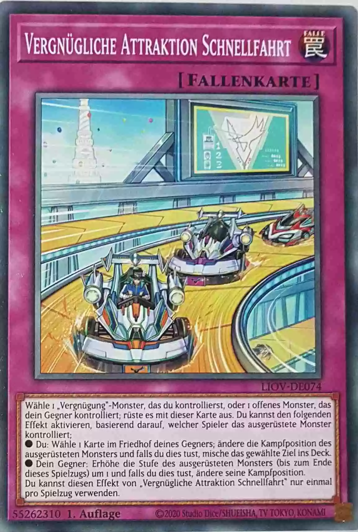 Vergnügliche Attraktion Schnellfahrt LIOV-DE074 ist in Common Yu-Gi-Oh Karte aus Lightning Overdrive 1.Auflage