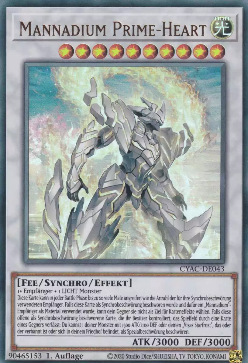 Mannadium Prime-Heart CYAC-DE043 ist in Ultra Rare Yu-Gi-Oh Karte aus Cyberstorm Access 1.Auflage