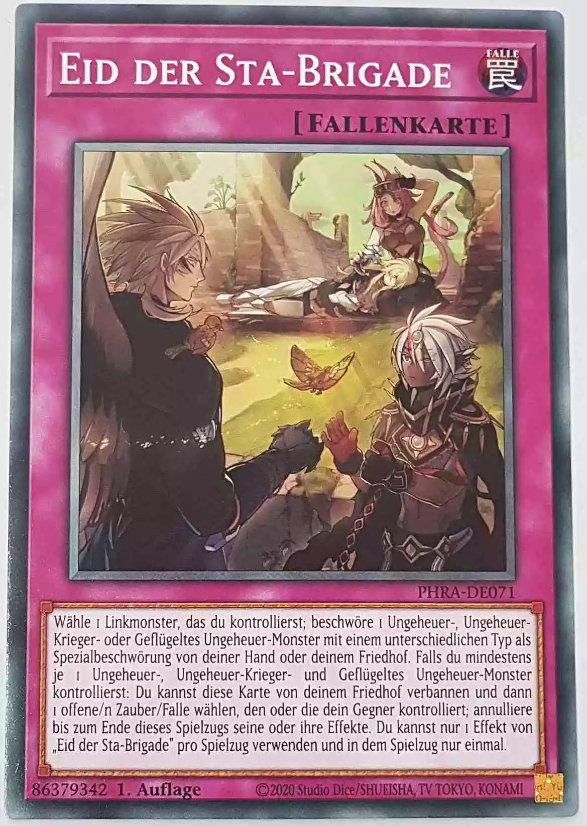 Eid der Sta-Brigade PHRA-DE071 ist in Common Yu-Gi-Oh Karte aus Phantom Rage 1. Auflage