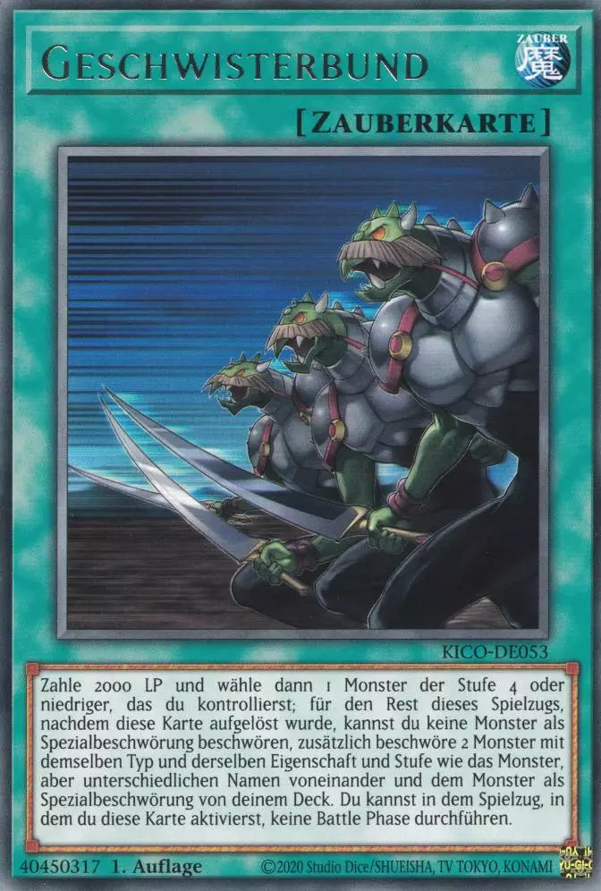 Geschwisterbund KICO-DE053 ist in Rare Yu-Gi-Oh Karte aus King's Court 1.Auflage